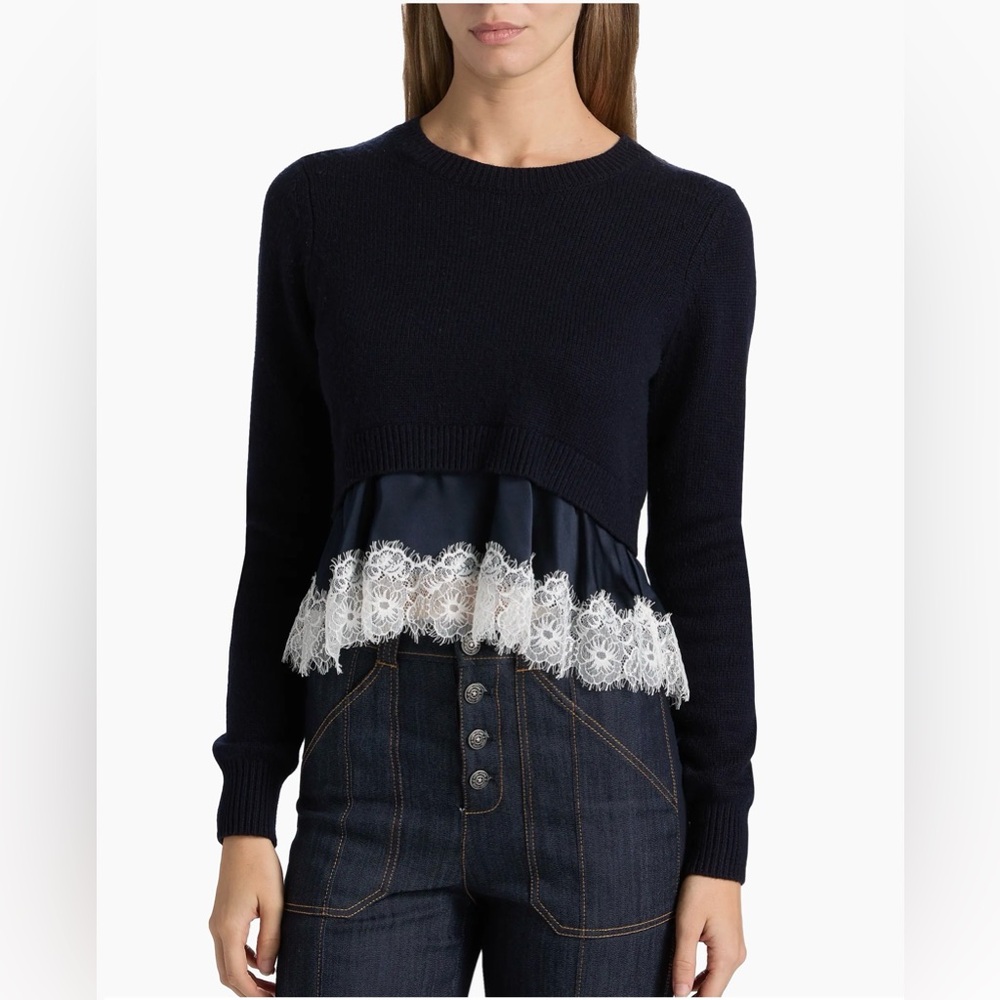 Cinq à Sept Zyla Lace-Trimmed Sweater